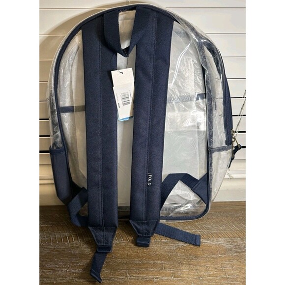 New Polo Ralph Lauren Backpack Pony Clear & Navy Blue Waterproof NWT SCHOOL TRIP - Picture 4 of 6